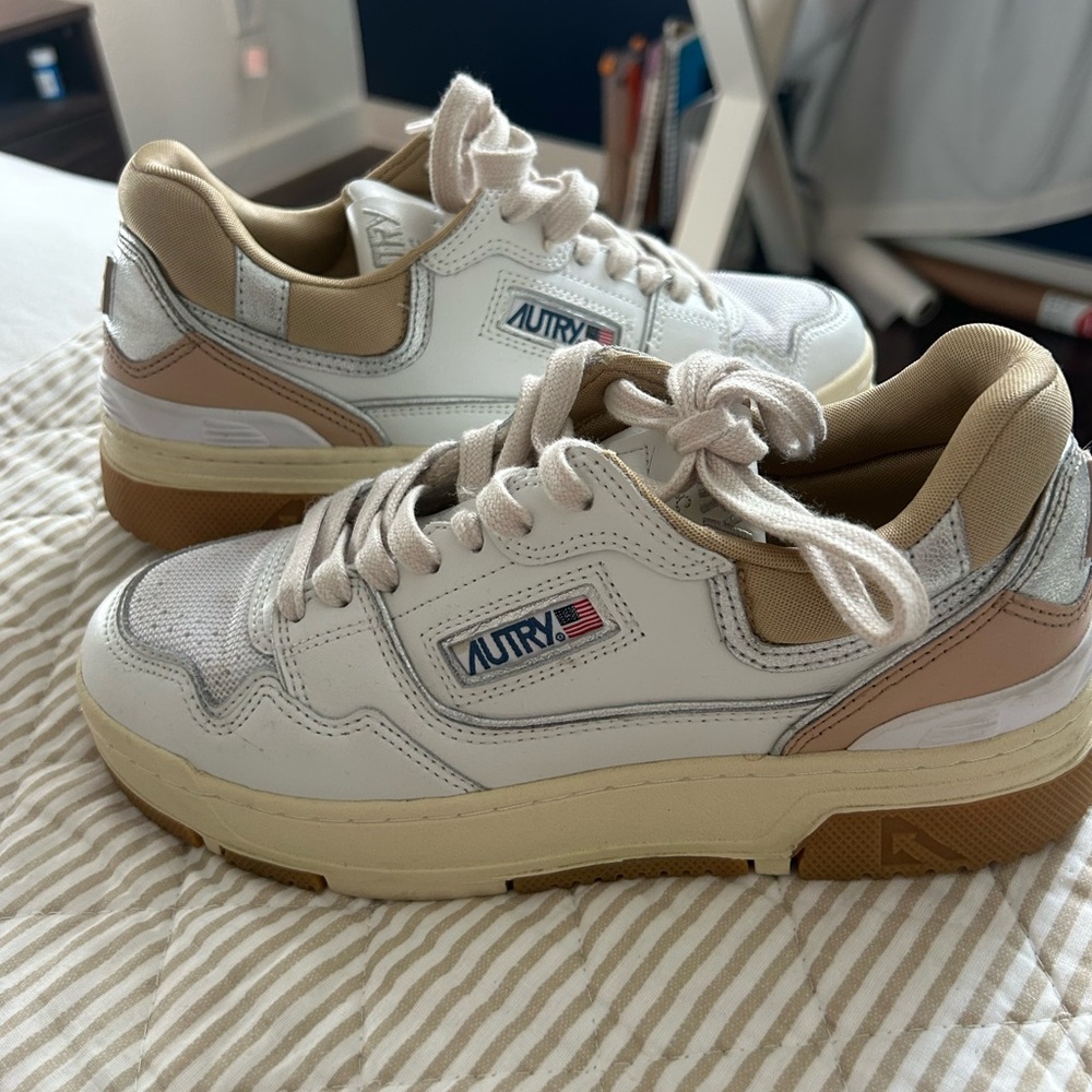 Autry White and Tan Sneakers